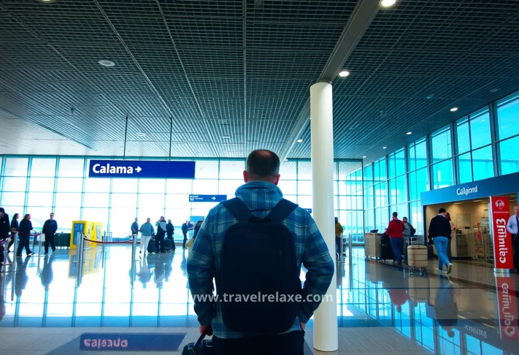 Travelers in the airport in Calama