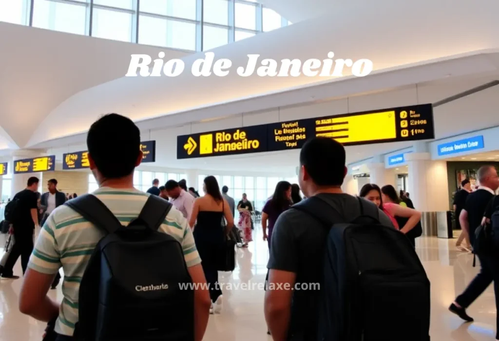 Travelers in the airport in Rio de Janeiro