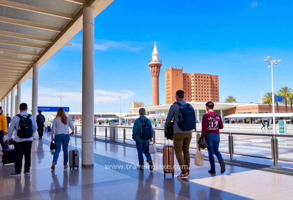 travelers in the airport in Seville city