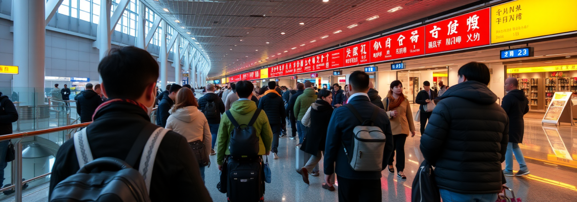 Chinese people in aeroport in china