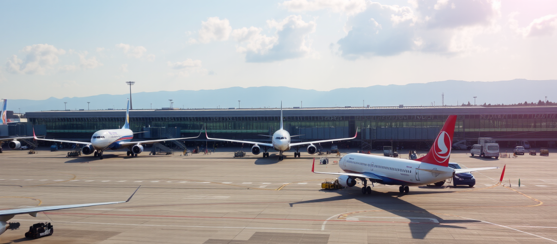 aeroport with airplanes in Croatia